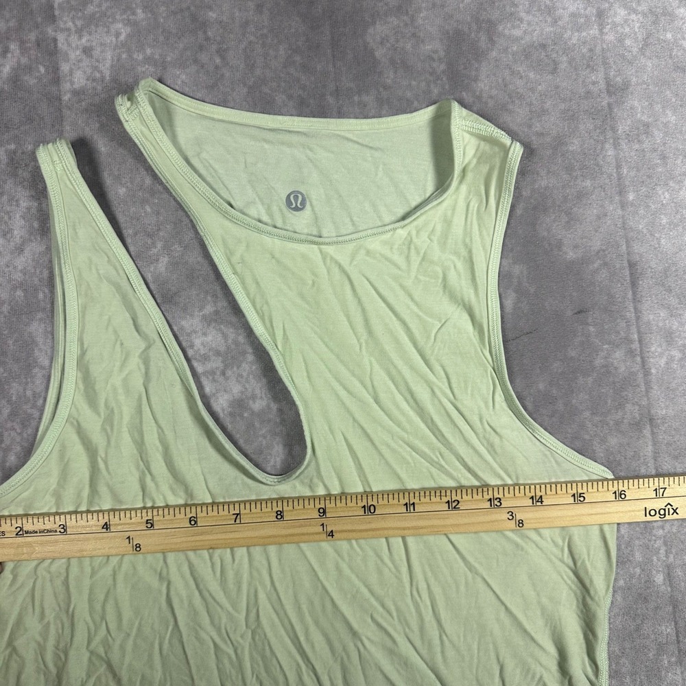 Lululemon Asymmetrical Cutout Tank Top 4 Lime Green Sleeveless Yoga Gym Shirt - Picture 5 of 6